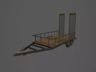 Car Trailer Low-poly 3D model