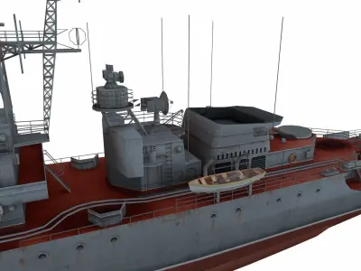 Krivak-class frigate Low-poly 3D model