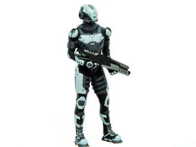 MECHA SOLDIER-I Rigged for Unreal Engine - Unity - MIXAMO 3D model