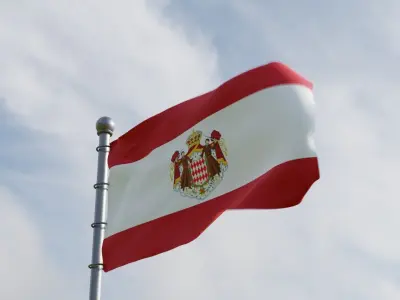 Animated Monaco Flags 3D model