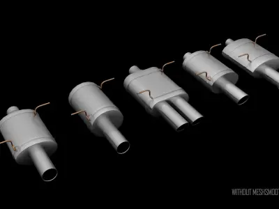 Car Muffler Exhaust Pack  Low-poly 3D model