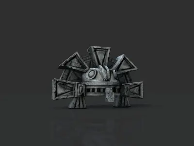 Aztec stone head snake detail Low-poly 3D model