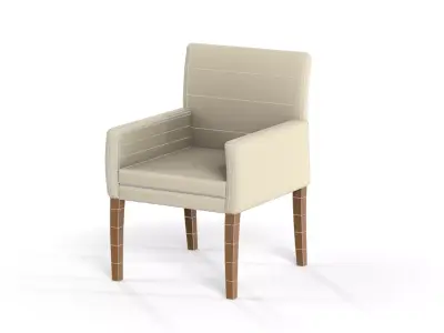 Modern Cream Upholstered Armchair Wood Legs - MorisonDesign  Free low-poly 3D model