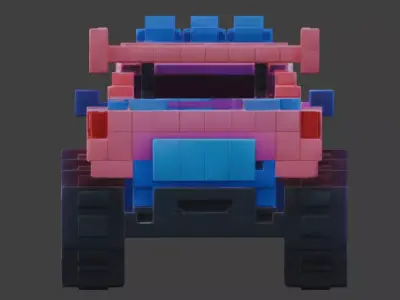 Voxel Cyberpunk RC Racer 3D Model Low-poly 3D model