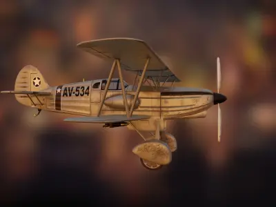 Biplane Avia B-534 with interiors Low-poly 3D model
