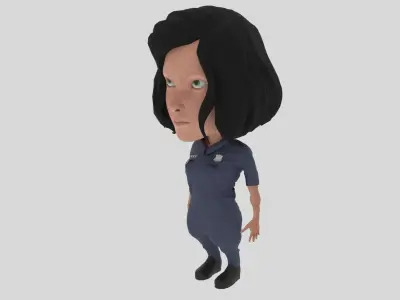 Cartoon Police Woman Low-poly 3D model