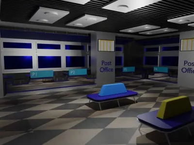 Post Office Interior Low-poly 3D model