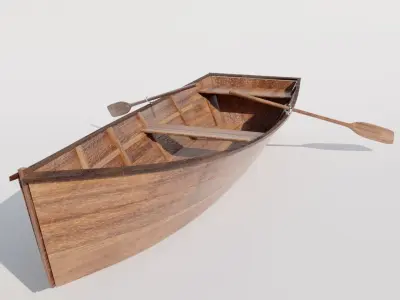Wooden row boat 3D model
