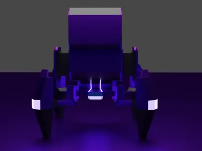 low poly turret futuristic robot Low-poly 3D model