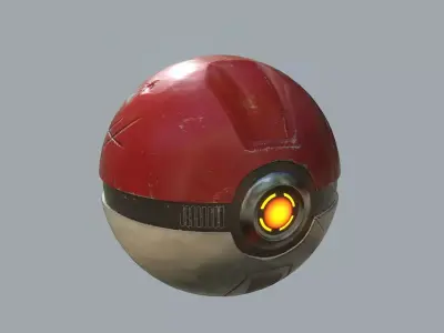 Stylised Pokeball PBR Low-poly 3D model