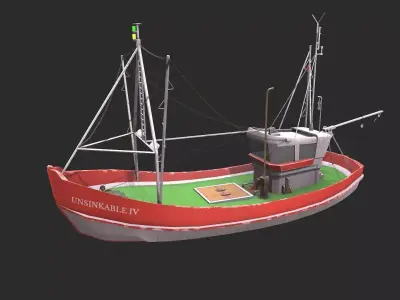 Old Fishing Boat Low-poly PBR Low-poly 3D model