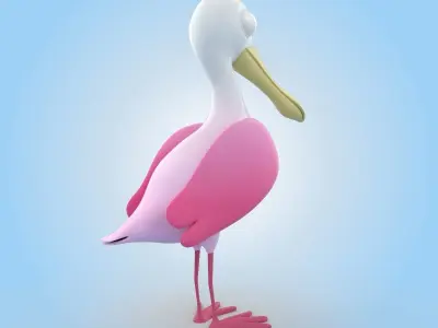 Roseate Spoonbill Bird 3D model