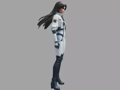 White Navy Futuristic Female Pilot 3D model