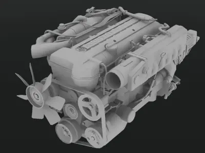 Toyota 2JZ GTE VVTi engine Low-poly 3D model