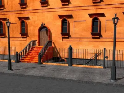 New York City Fancy Building Facade Low Poly Game Model Low-poly 3D model