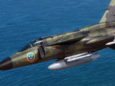 Saab 37 ViggenForest-High Quality Textures with Cocpit-Fully Rig Low-poly 3D model