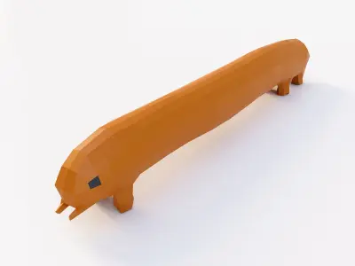 Caterpillar 3d model orange toy worm Low-poly 3D model