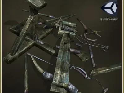 Animated Medieval Ballista Low-poly 3D model