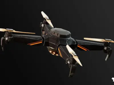 Military Drone - Rigged and BP Controllable Low-poly 3D model
