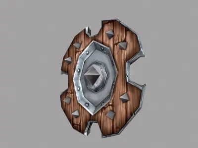 Shield wooden Low-poly 3D model