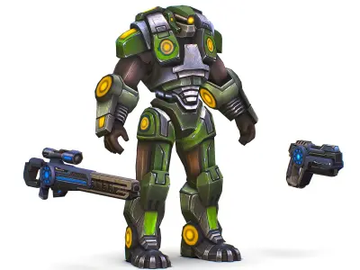 Sci-Fi Male Cyborg - Man Drone Heavy Sniper Soldier Bandit Low-poly 3D model