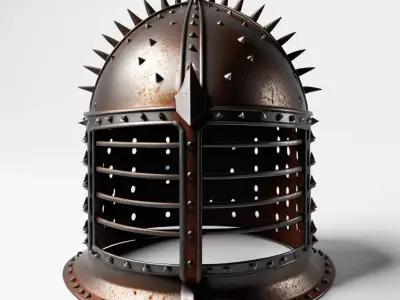 Rusty Medieval Cage Helmet 3D model
