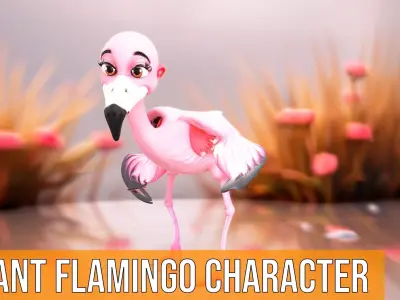 Vibrant Flamingo Character model pack Low-poly 3D model