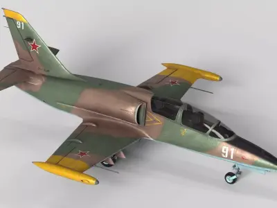 Low Poly Soviet L-39 Albatros Jet Trainer  Game Ready 3D Model Low-poly 3D model