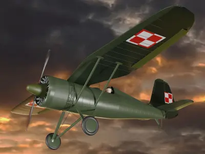 PZL 11 C Polish Gullwing Fighter 3D model