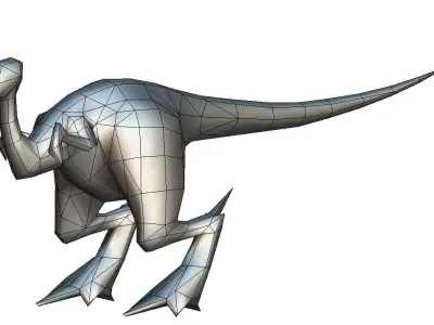 Low Poly Cartoon Creature Dino Red Tava Low-poly 3D model