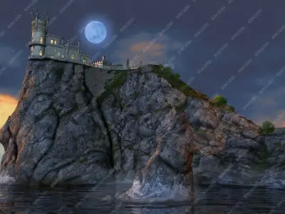 Castle Swallows nest Night Version 3D model