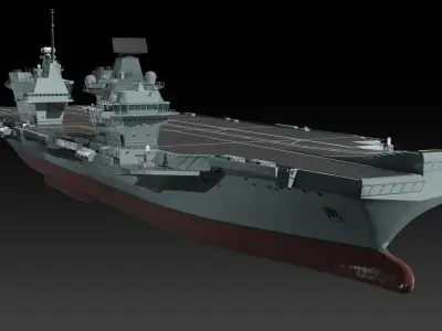 HMS Queen Elizabeth Aircraft carrier game ready model Low-poly 3D model