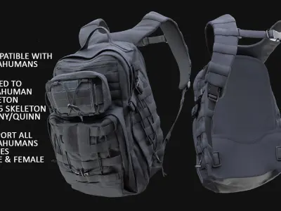 Backpack 112 - All MH Bodies and UE5 Skeletons - Rigged Low-poly 3D model