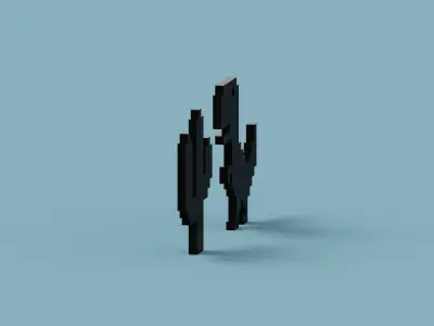 Pixel Dinosaur Low-poly 3D model