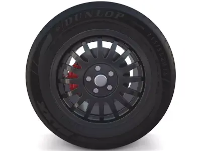 Generic Dark Alloy Wheel and Brake 3D model
