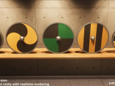 Round Shield - Lowpoly Textured and Colorbased  Low-poly 3D model
