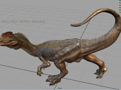 Dilophosaurus dinosaur Low-poly 3D model