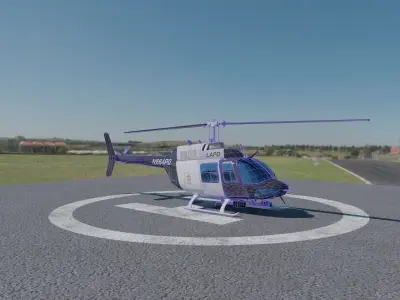 Bell 206 Police Helicopter Low-poly 3D model