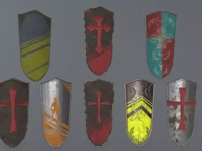 shield set 3 greek warrior Low-poly 3D model