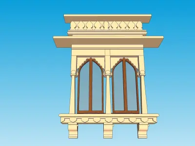 indian jodhpuri stone jharokha window 3d modal 3D model