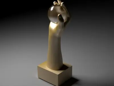 statue hand with cristal ball lowpoly Free 3D model