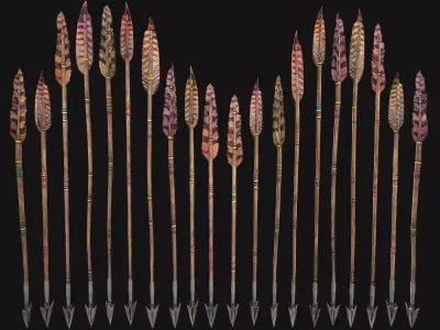 Medieval Arrow Arrows Crossbow Bolt Pack Set Low-poly 3D model