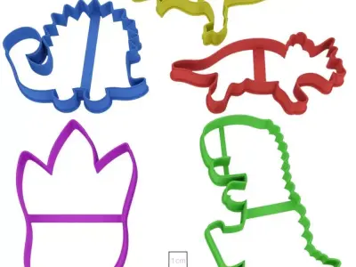 Set Dinosaurs cookie cutter for professional Free 3D print model
