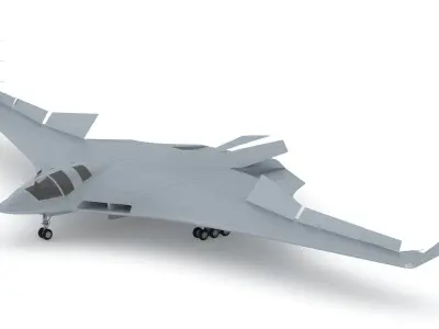 Tupolev PAK DA Stealth Aircraft Strategic Bomber Low-poly 3D model