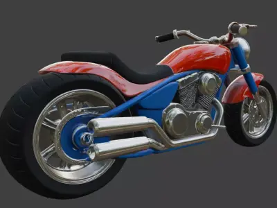 Cartoon Motorcycle 3D Model 3D model 6