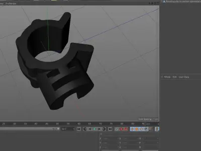 Rotating clip to anchor cylindrical elements Low-poly 3D model