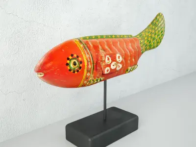 Mali Wood Bozo Fish Puppet 4 3D model