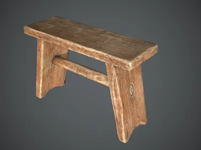 Bench Small Medieval Free low-poly 3D model