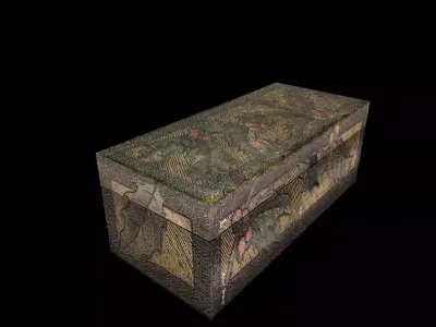 Wooden-Box treasure chest Low-poly 3D model