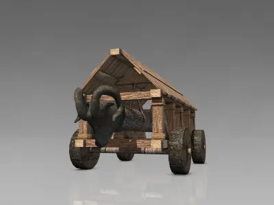 Medieval battering ram Low-poly 3D model